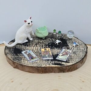 Mini Cat Diorama Halloween Tiered Tray Witch Room Miniature Haunted Dollhouse